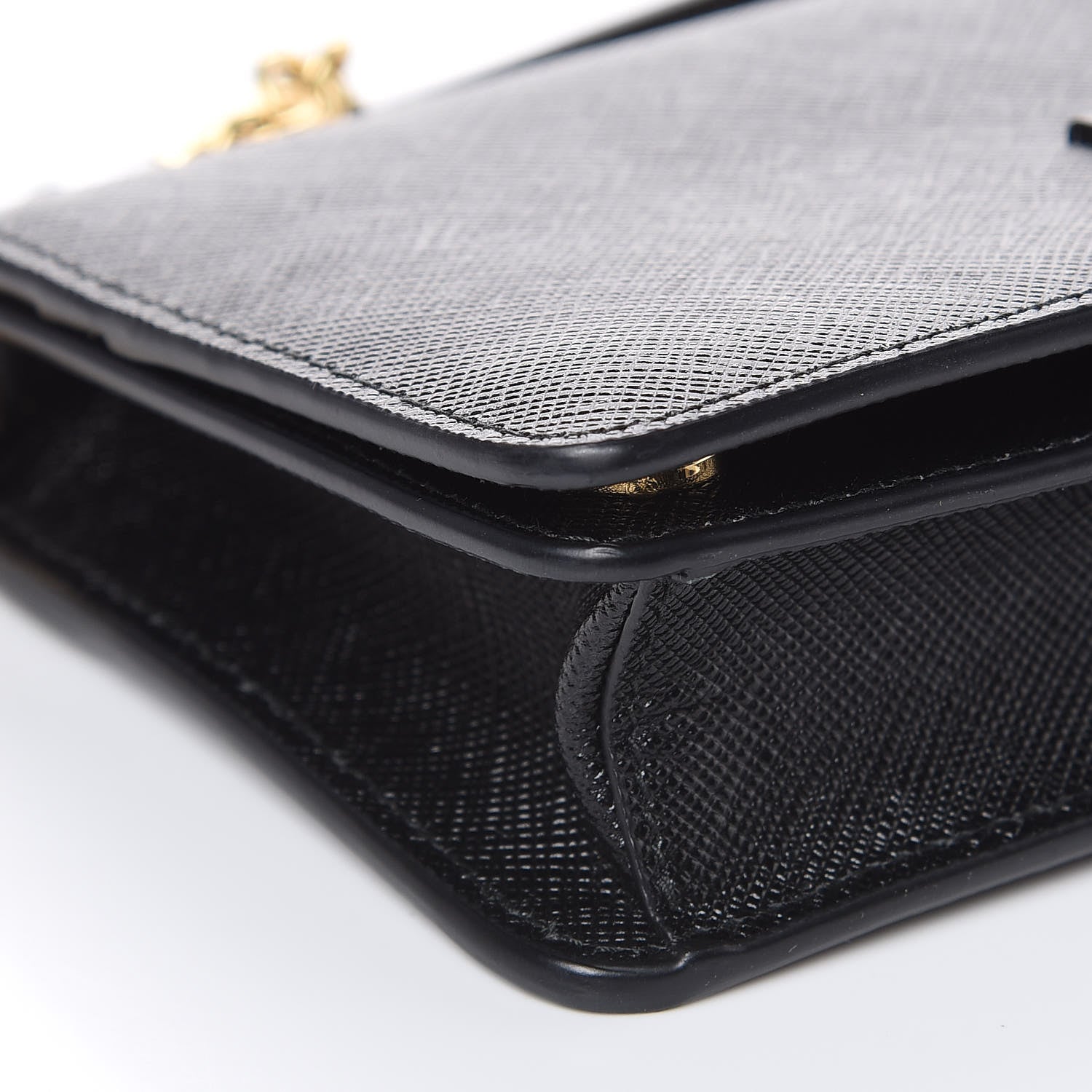 Prada Saffiano Metal Phone Wristlet Crossbody Wallet Black 7 of 8