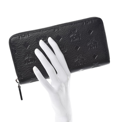 MCM Calfskin Ottomar Monogram Klara Zip Wallet Black 2 of 9