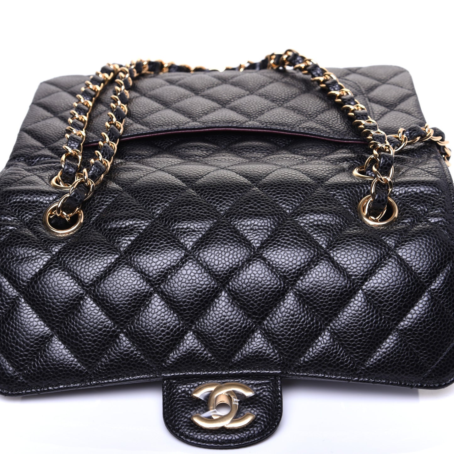 Caviar Quilted Small Double Flap Black