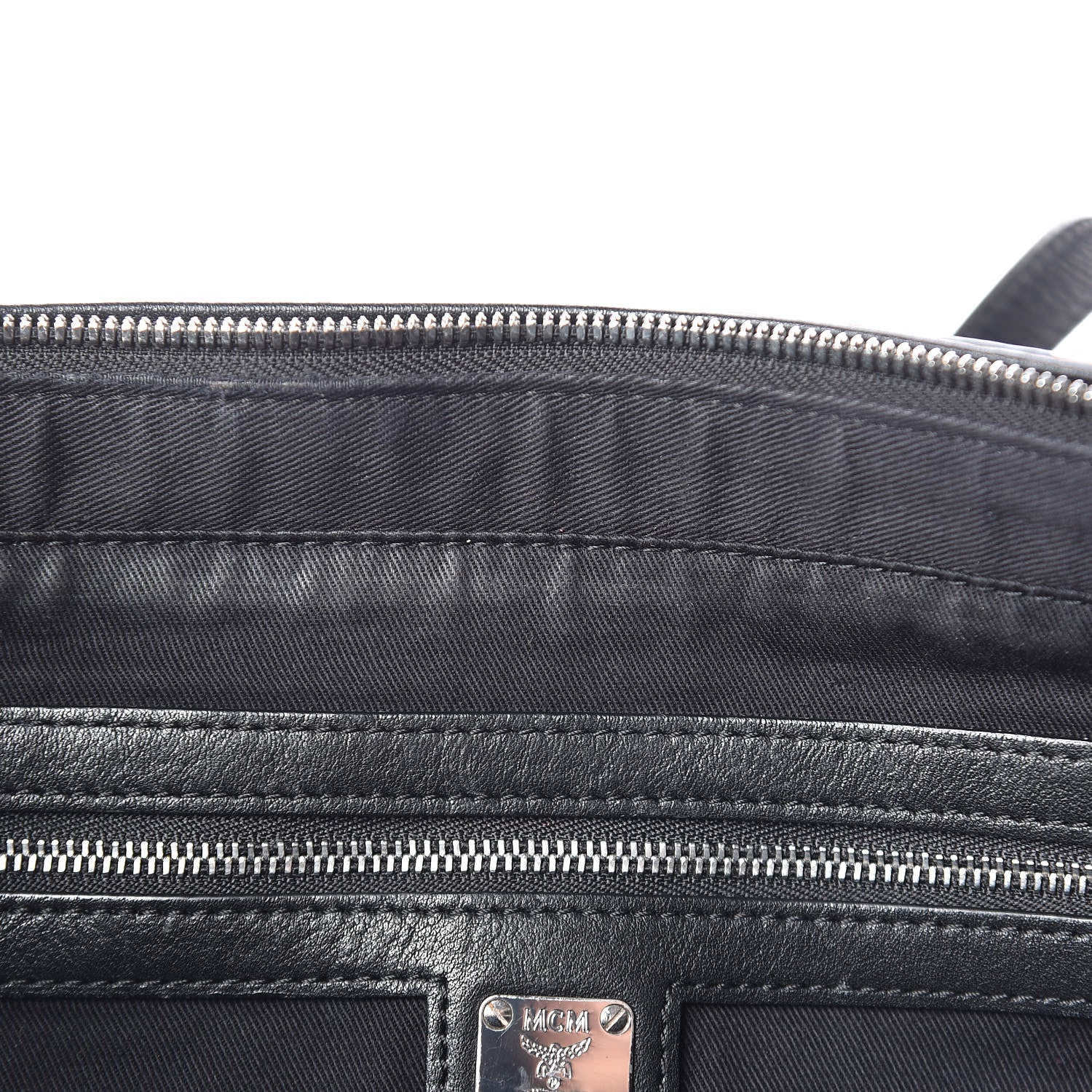 MCM Calfskin Ottomar Monogram Medium Klara Shopper Tote Black 8 of 15