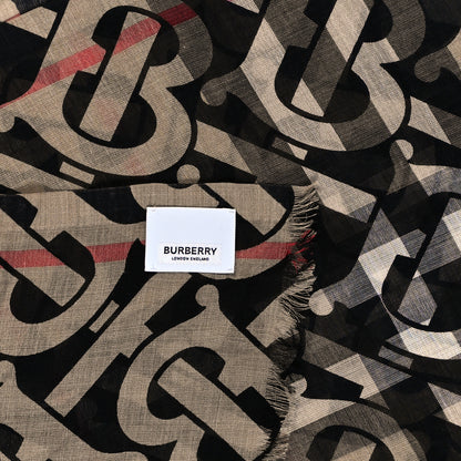 Burberry Cashmere Jacquard Monogram Scarf Beige 3 of 3