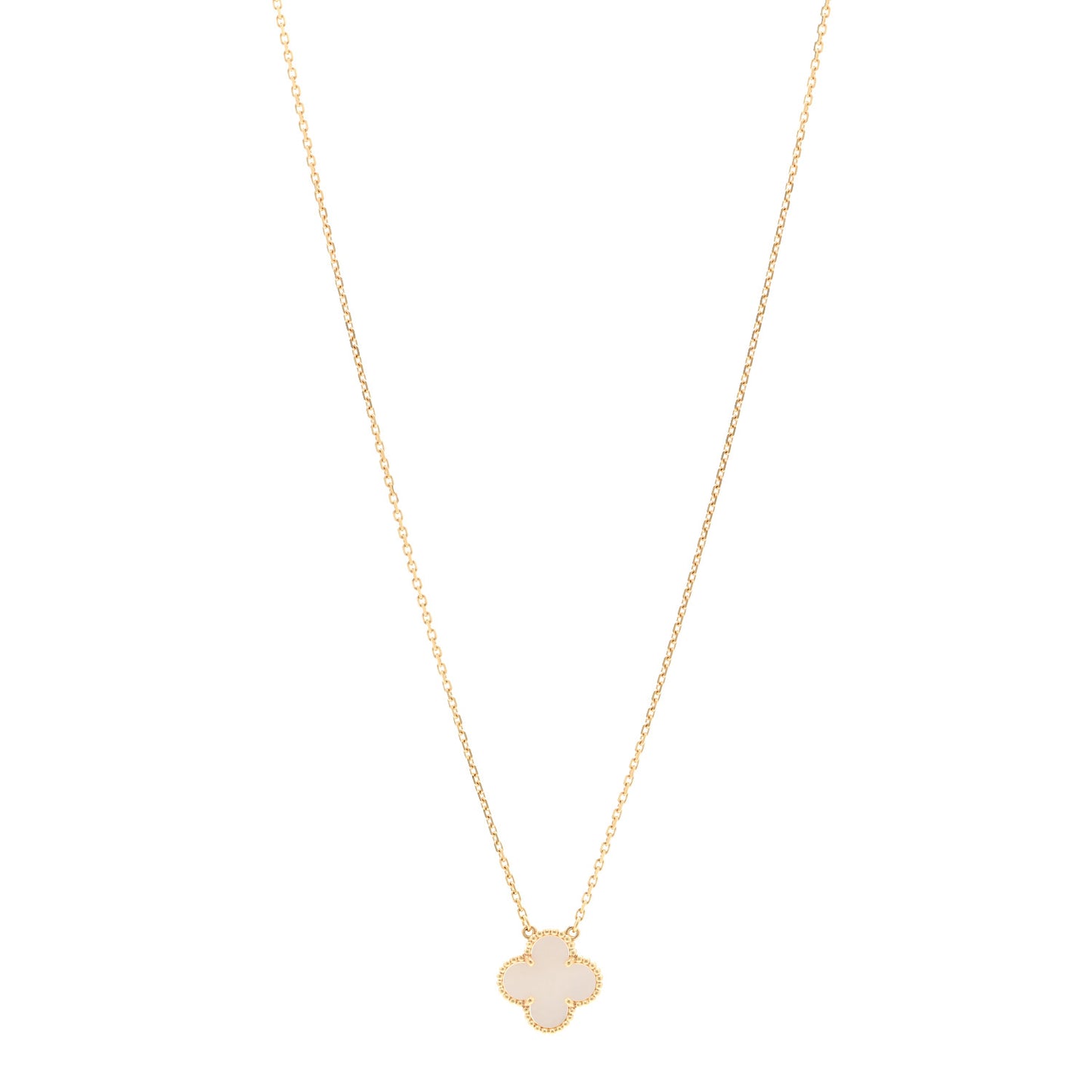 18K Yellow Gold Mother of Pearl Vintage Alhambra Pendant Necklace