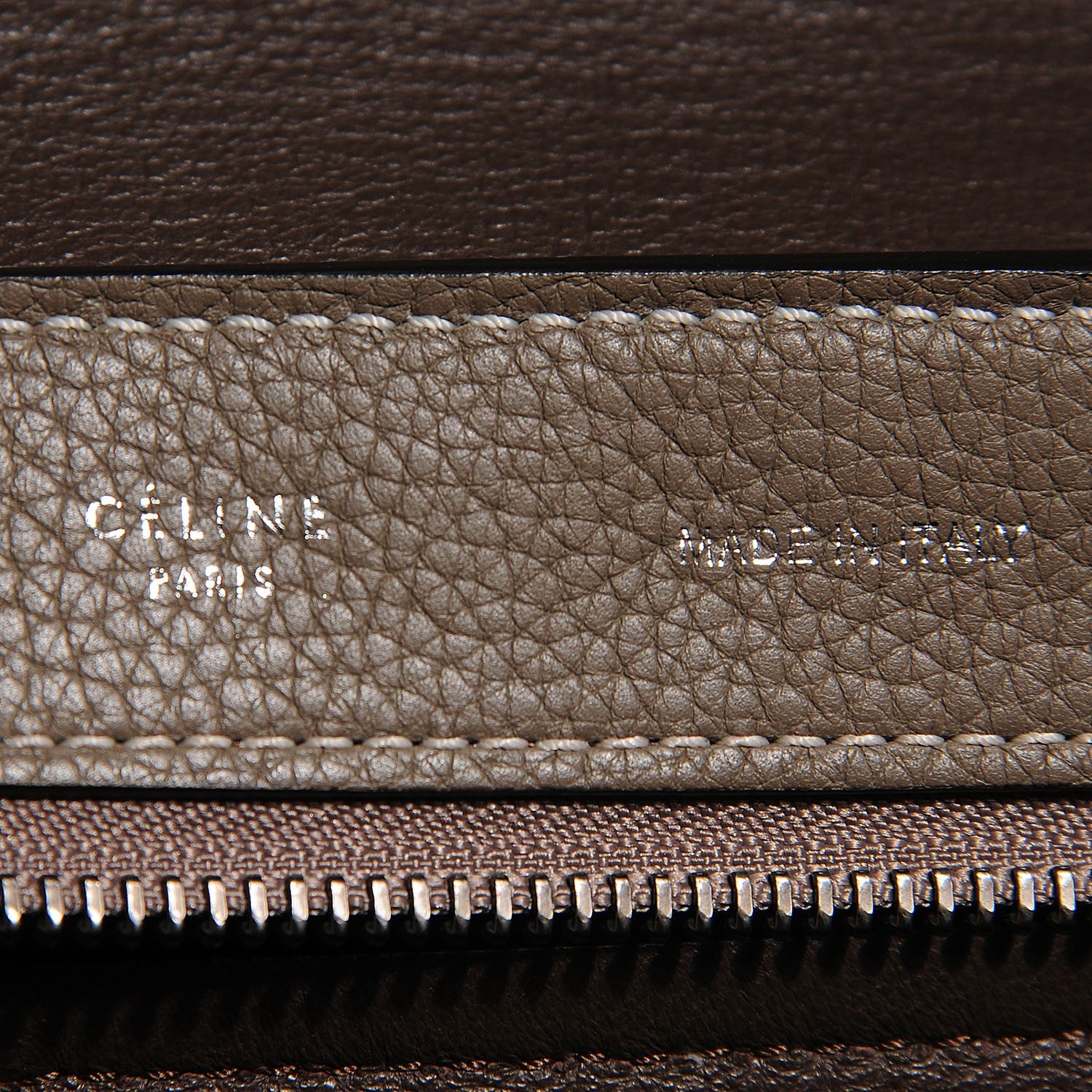 Celine Drummed Calfskin Suede Medium Trapeze Souris 6 of 8