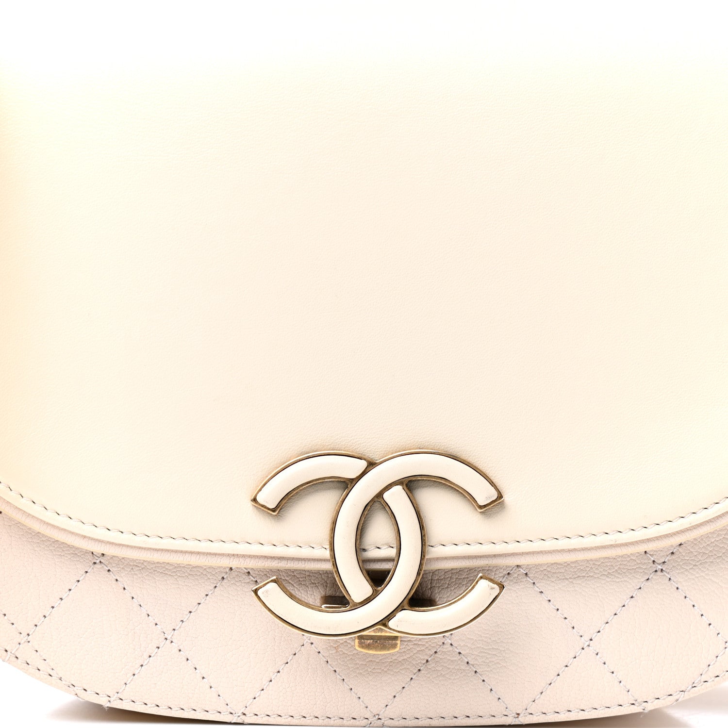 Chanel Shiny Calfskin Goatskin Quilted Medium Coco Curve Messenger Flap White 10 of 10