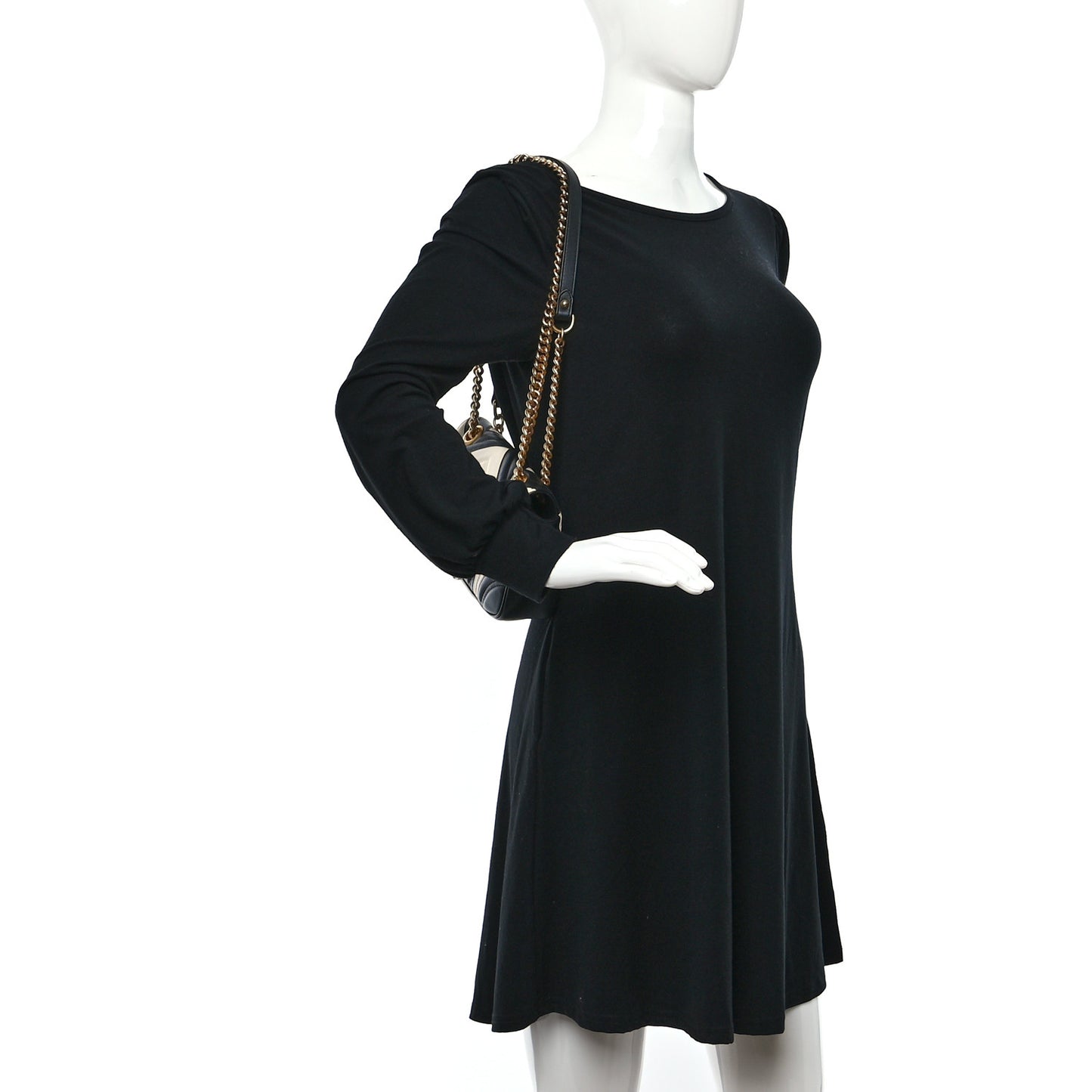 Calfskin Matelasse Mini GG Marmont Shoulder Bag Black White