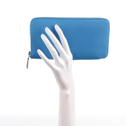 Hermes Epsom Silk'In Wallet Bleu Paradis Gris Perle 2 of 9