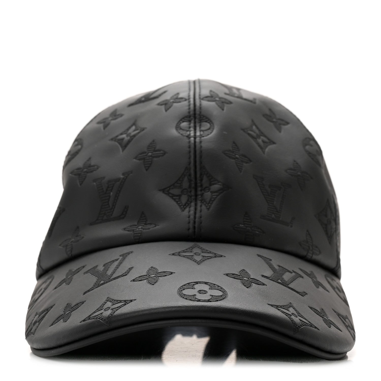 Louis Vuitton Calfskin Monogram Shadow Baseball Cap 60 Black 3 of 12