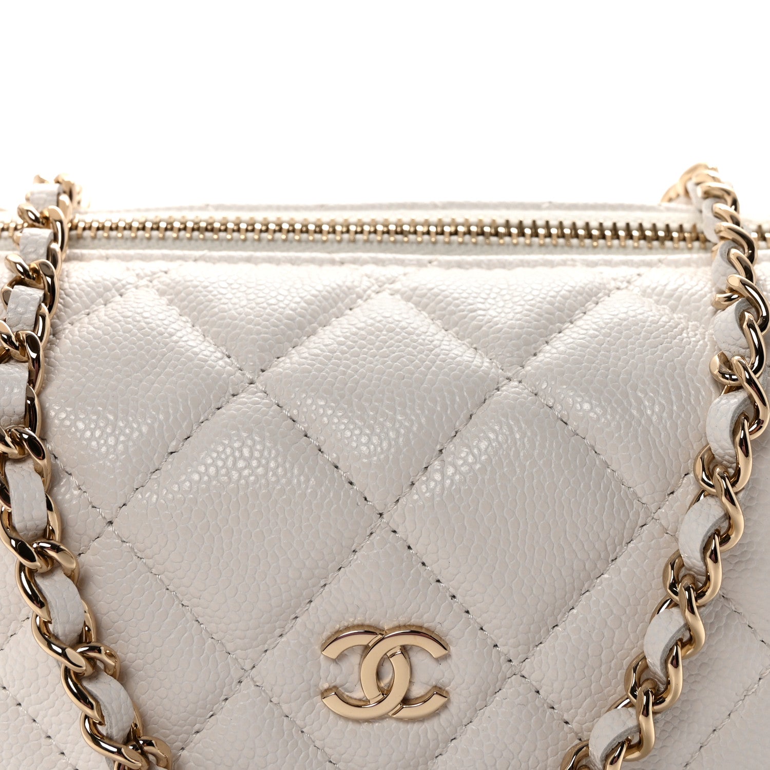 Chanel Caviar Quilted Hobo Clutch With Chain White 8 of 11
