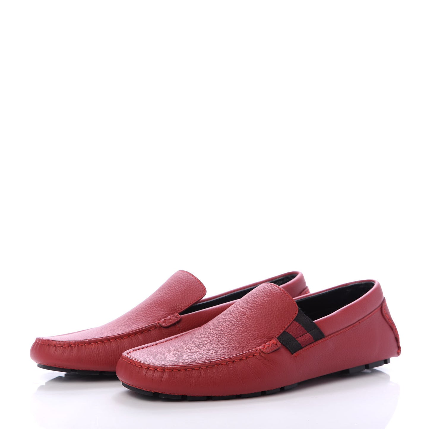 Calfskin Web Mens Driver Loafers 8.5 Red