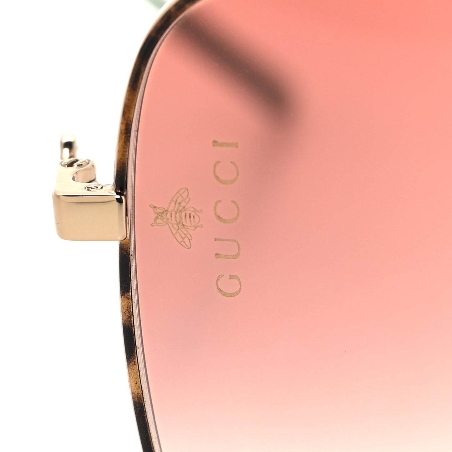 Metal Square Frame Sunglasses GG0443S Gold Pink