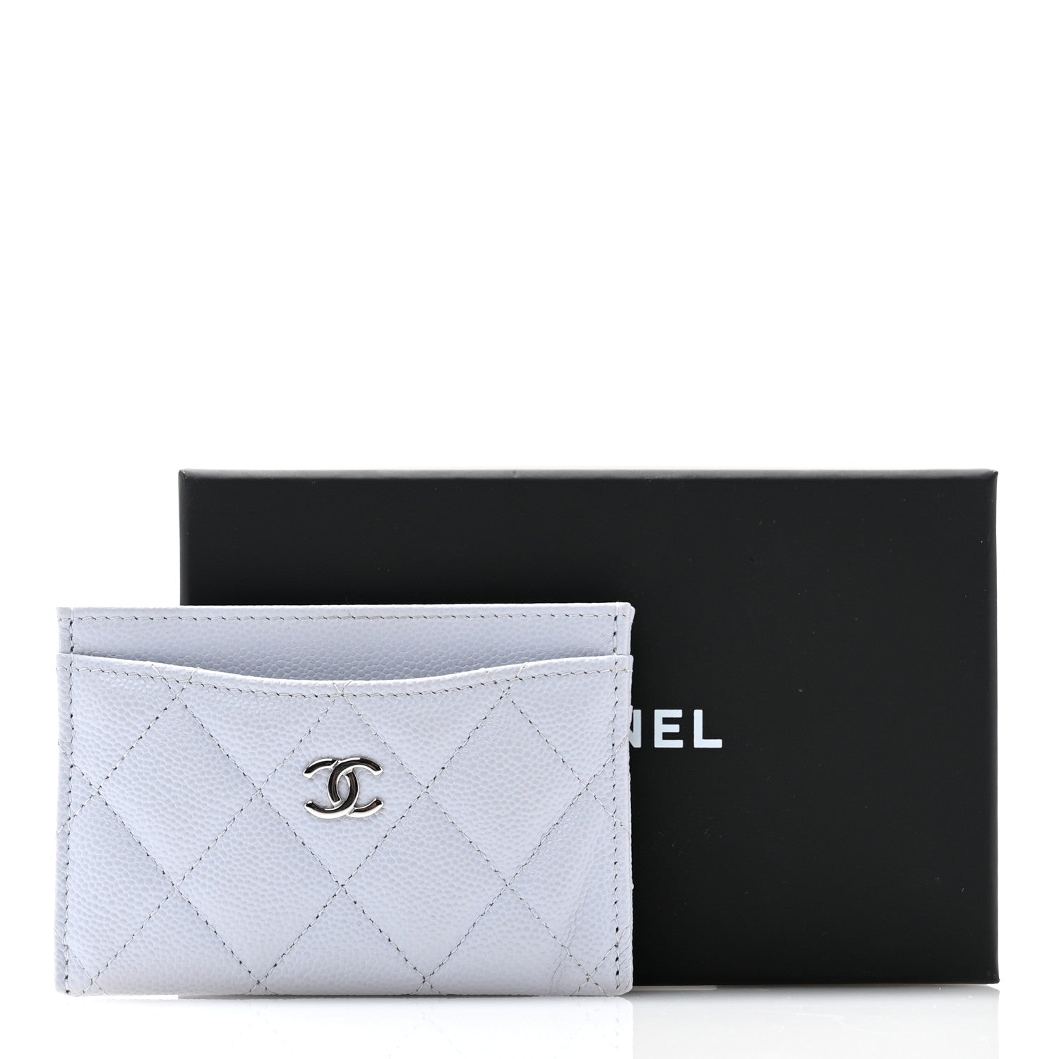 Chanel Caviar Quilted Card Holder Light Grey 9 of 9