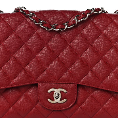 Chanel Caviar Quilted Jumbo Single Flap Red 8 of 10