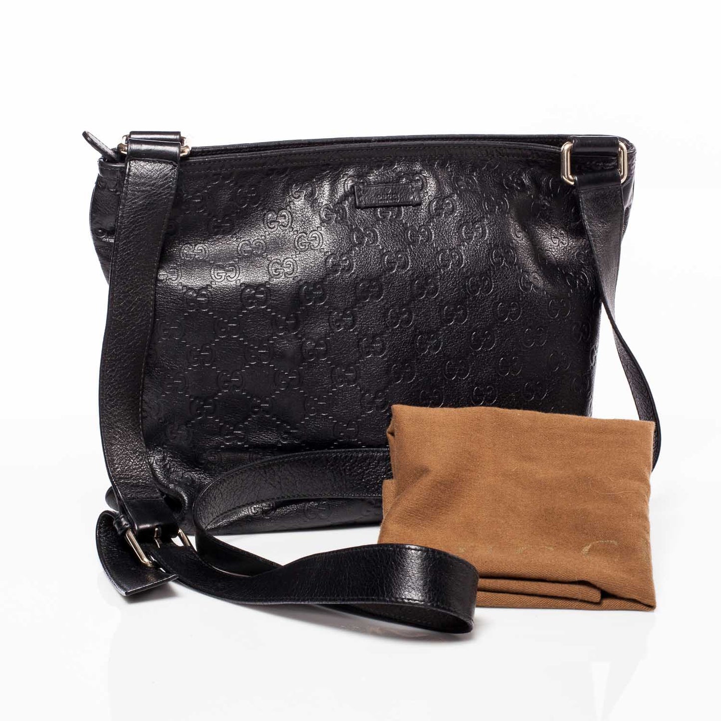 Guccissima Flat Messenger Bag Black