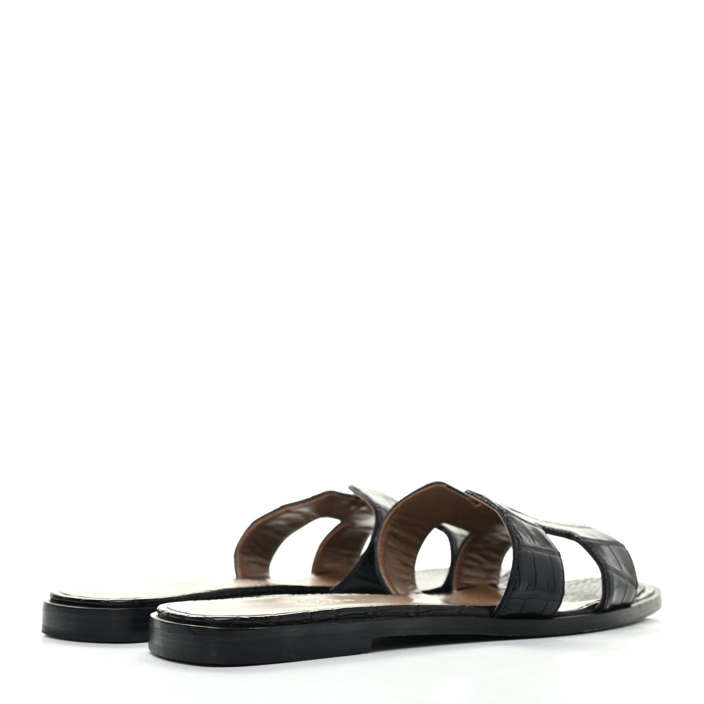 Shiny Alligator Oran Sandals 38.5 Black