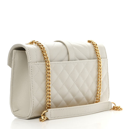 Saint Laurent Grain De Poudre Textured Mixed Matelasse Triquilt Small Monogram Satchel Crema Soft 3 of 10