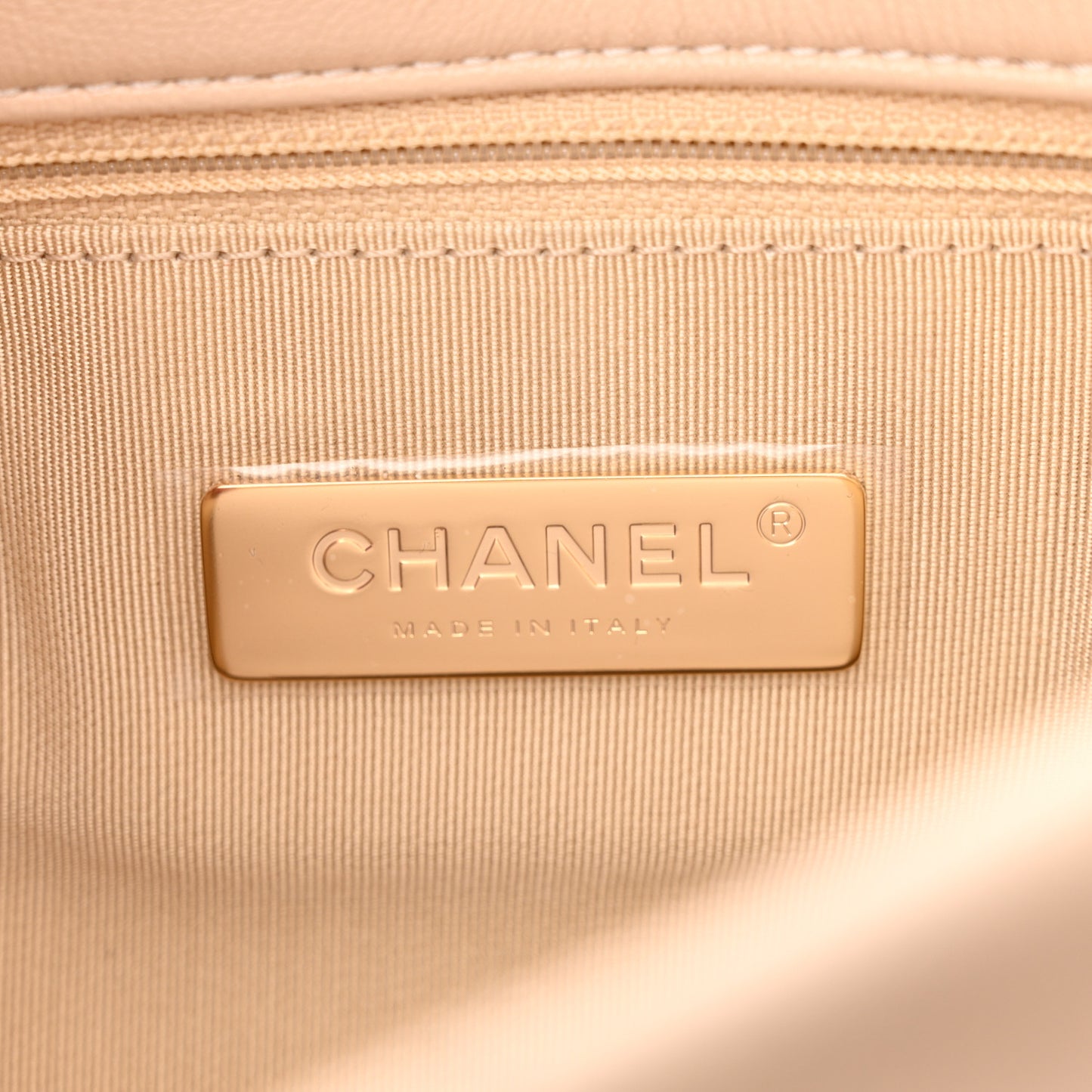 Goatskin Quilted Large Chanel 19 Flap Beige