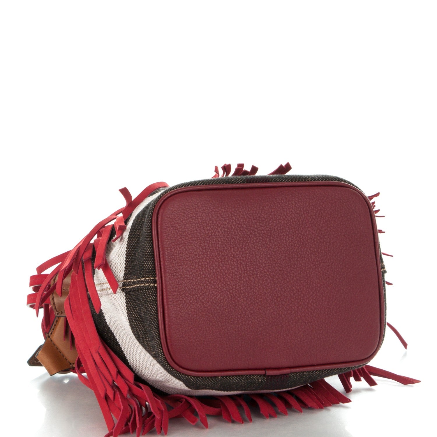 Burberry Suede Fringe Small Belgrove Bucket Bag Red 4 of 10