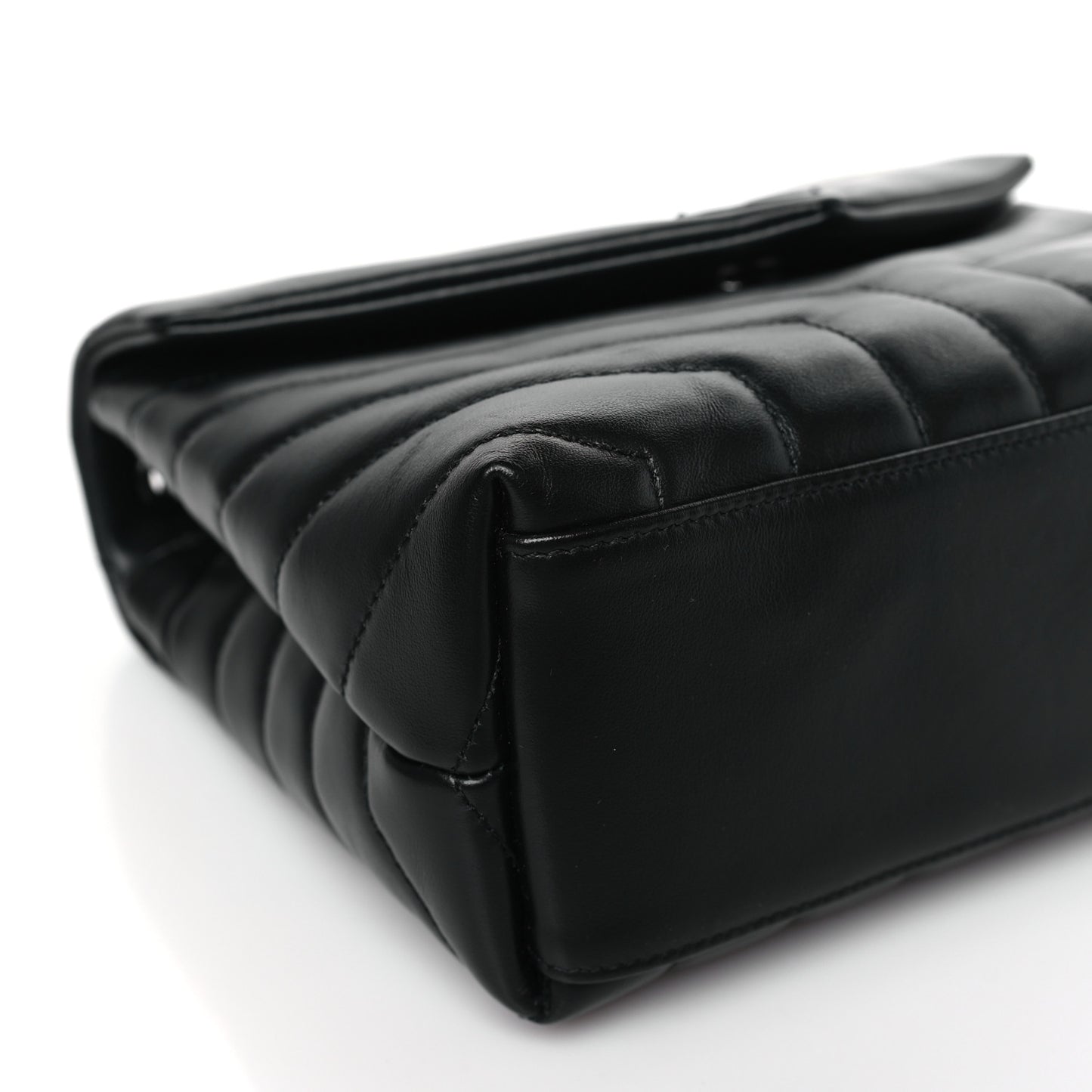 Calfskin Y Quilted Monogram Monochrome Small Loulou Chain Satchel Black