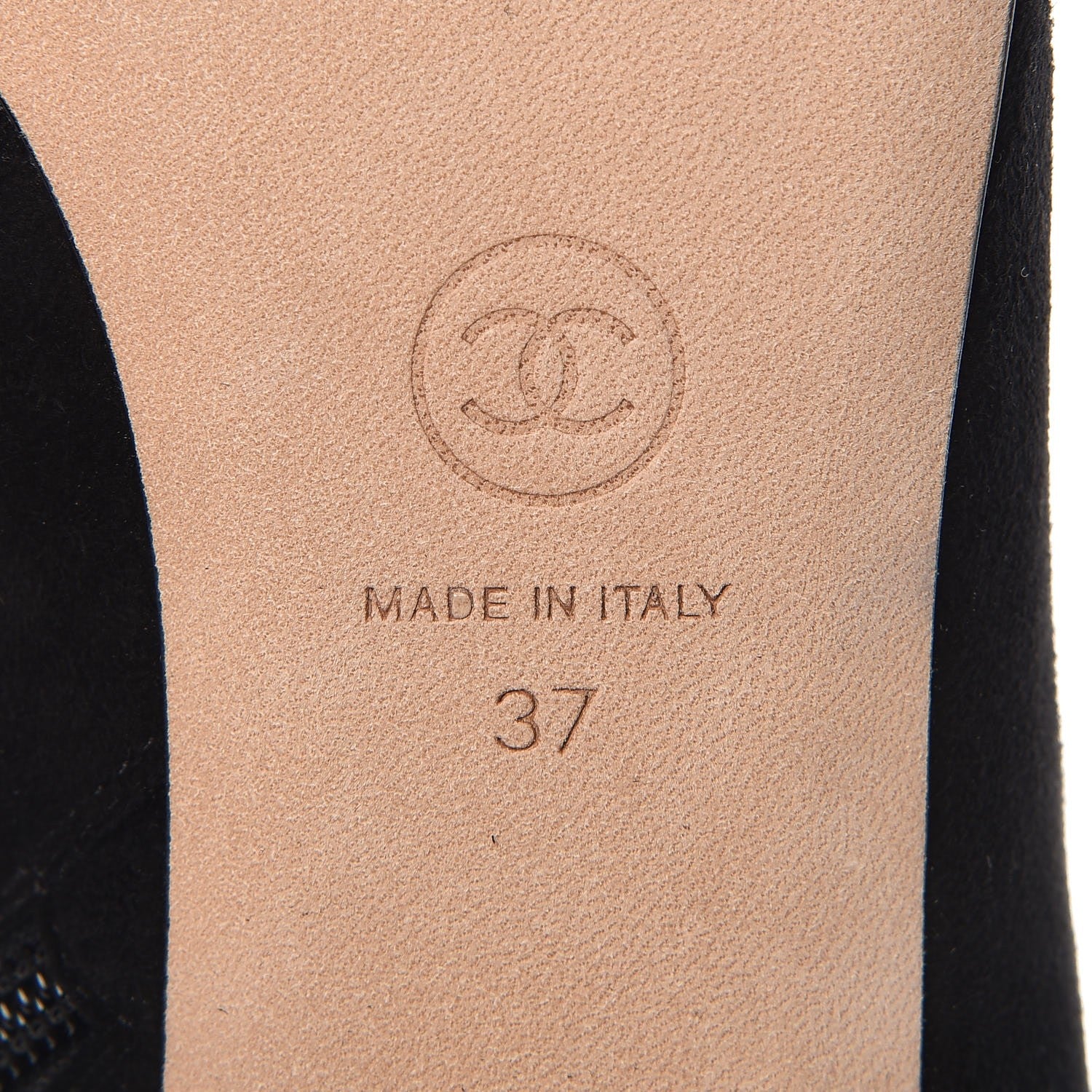 Chanel Suede Grosgrain Pearl CC Cap Toe High Boots 37 Black 6 of 9