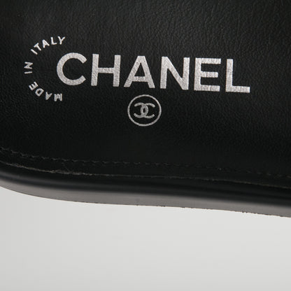 Chanel Tweed Lambskin Chain Flat Sandals 37 Black Multicolor 7 of 7