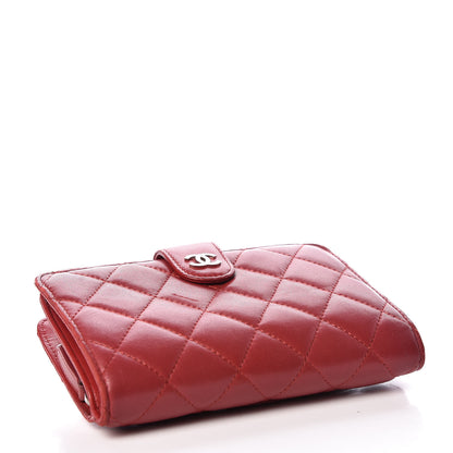 Chanel Lambskin Quilted Zipped Pocket Wallet Red 4 of 15