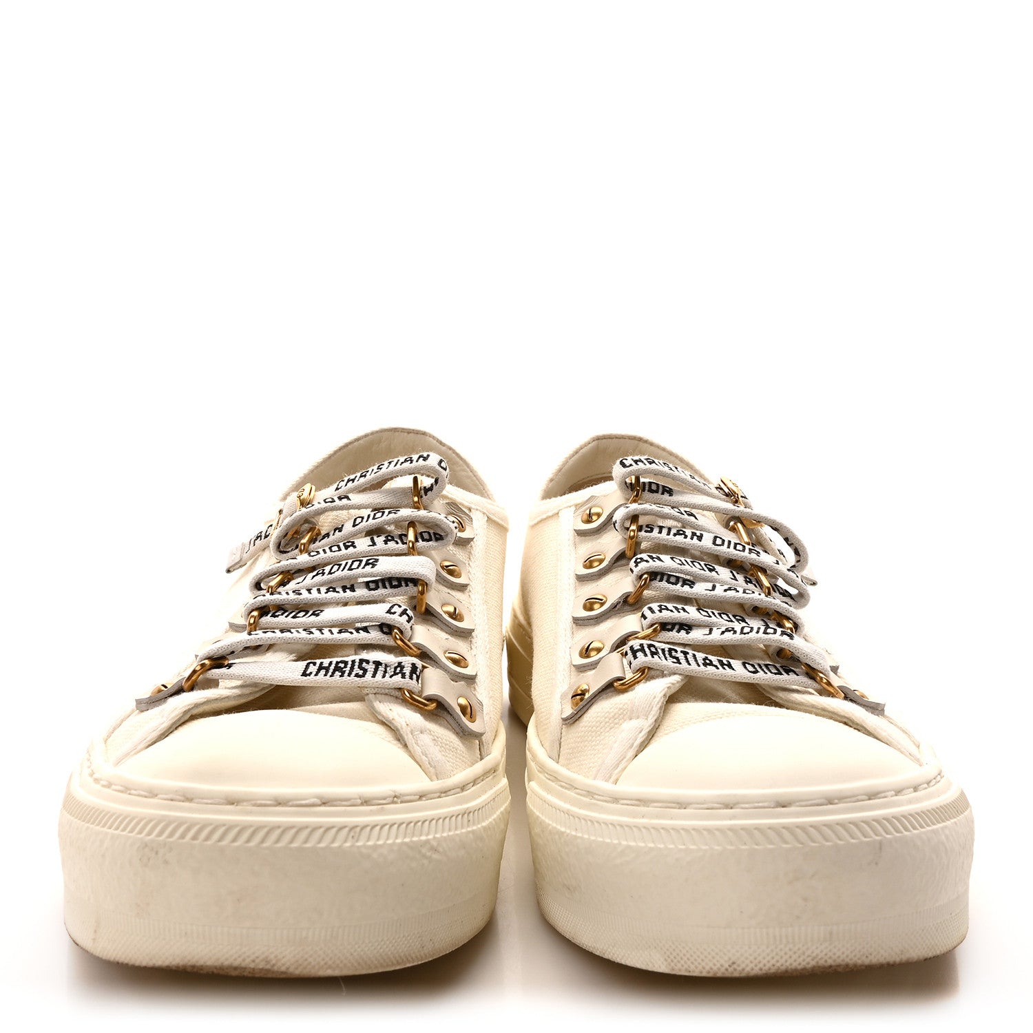 Christian Dior Canvas Dot Walk'N'Dior Low Top Sneakers 37.5 Milk 3 of 8
