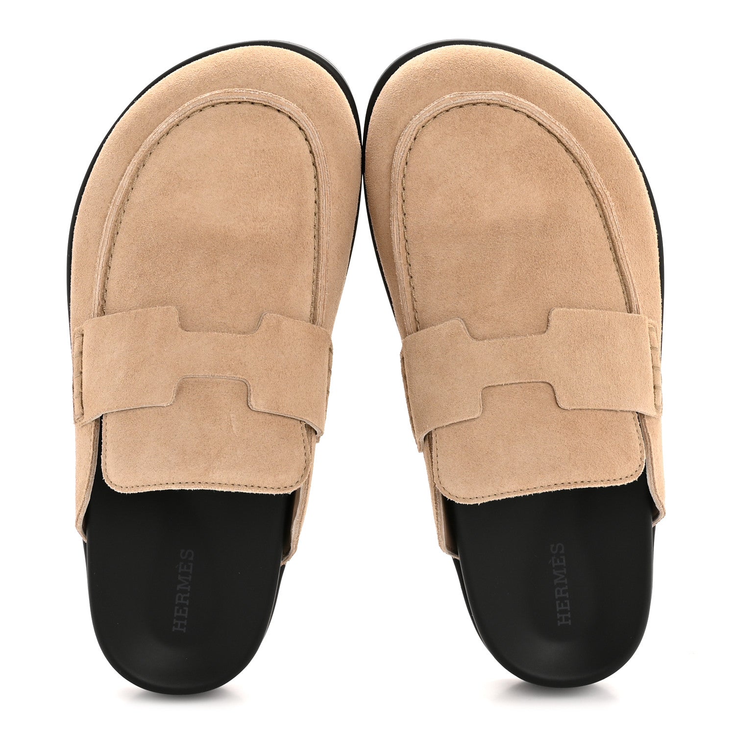 Hermes Suede Calfskin Womens Go Mules 38.5 Beige Argile 2 of 10