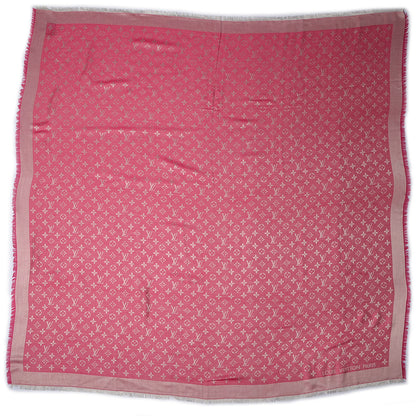 Louis Vuitton Silk Wool Monogram Denim Shawl Pivoine 3 of 5