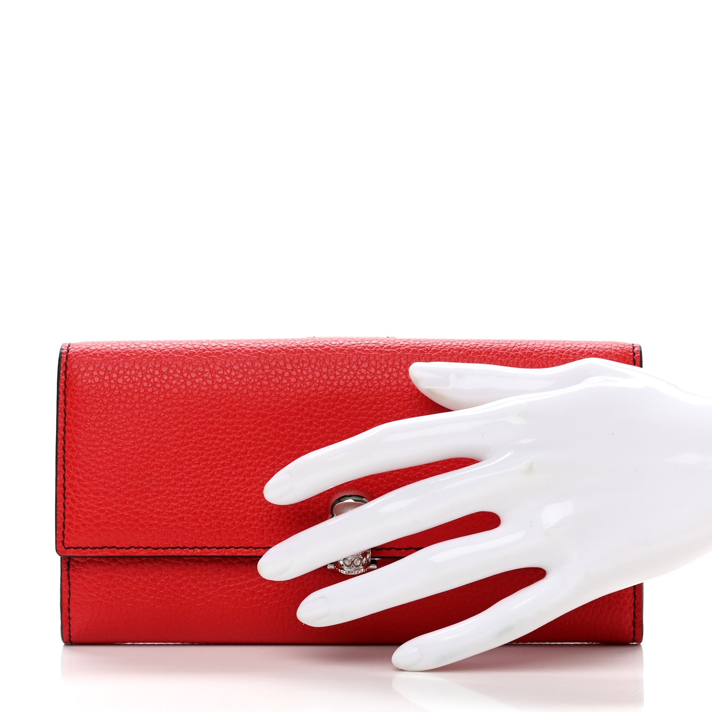 Calfskin Skull Continental Wallet Red