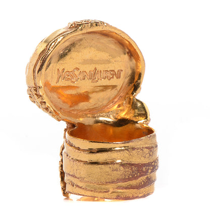Saint Laurent Glass Cabochon Arty Ovale Ring 7 Gold Coral 3 of 5