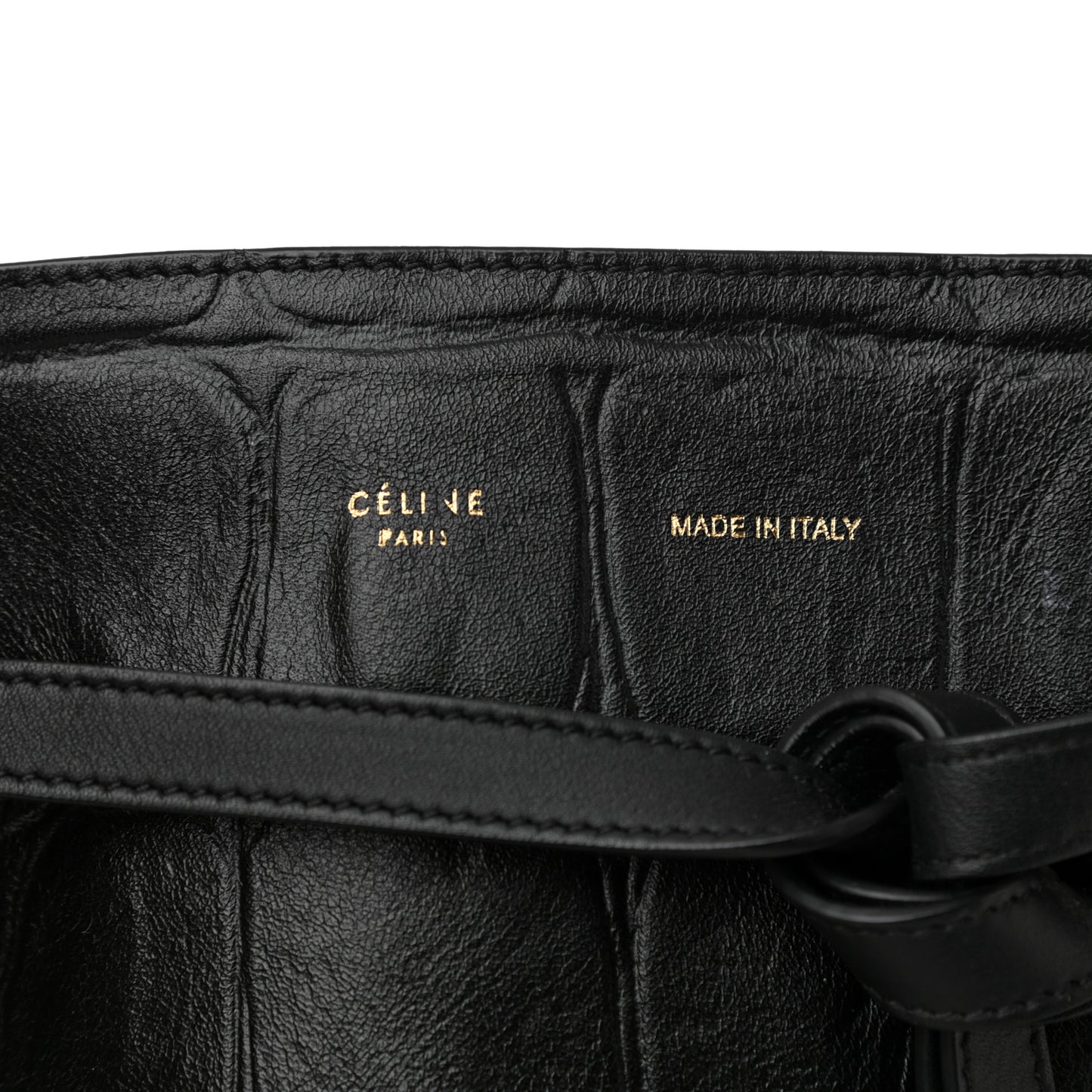 Crocodile Embossed Calfskin Medium Belt Cabas Phantom Black