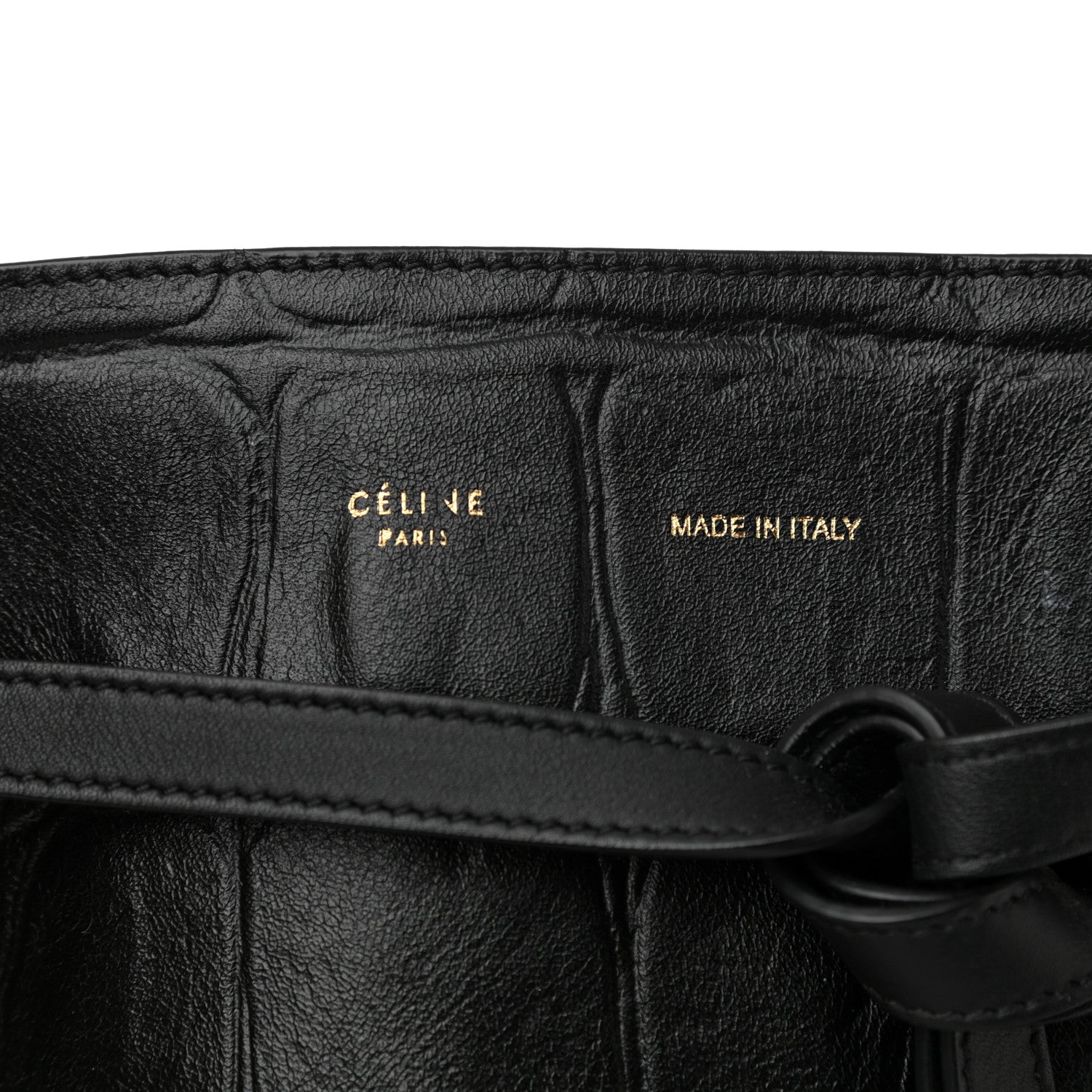 Celine Crocodile Embossed Calfskin Medium Belt Cabas Phantom Black 6 of 9