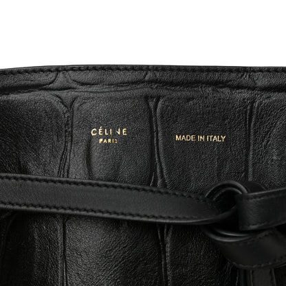 Celine Crocodile Embossed Calfskin Medium Belt Cabas Phantom Black 6 of 9