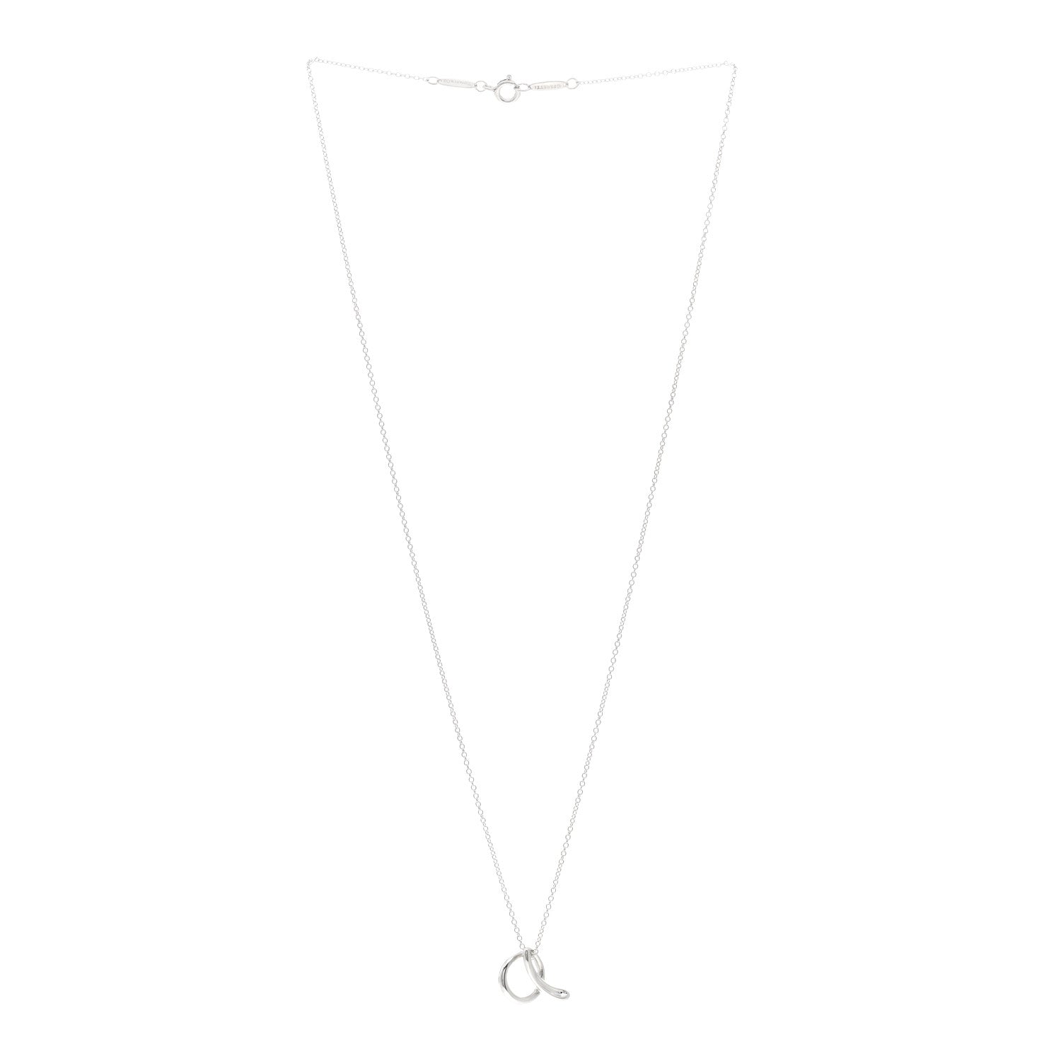 Tiffany Sterling Silver Elsa Peretti Letter A Pendant Necklace 3 of 4