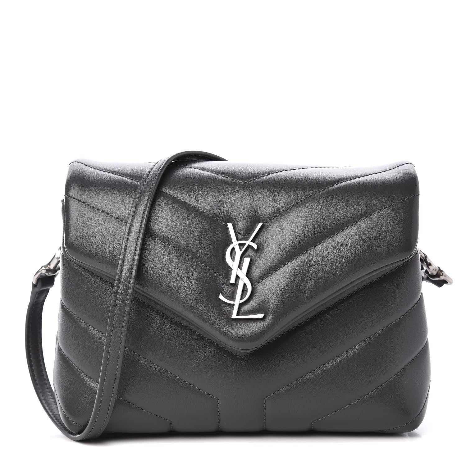 Saint Laurent Calfskin Y Quilted Monogram Toy Loulou Crossbody Bag Storm 1 of 10