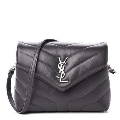 Saint Laurent Calfskin Y Quilted Monogram Toy Loulou Crossbody Bag Storm 1 of 10