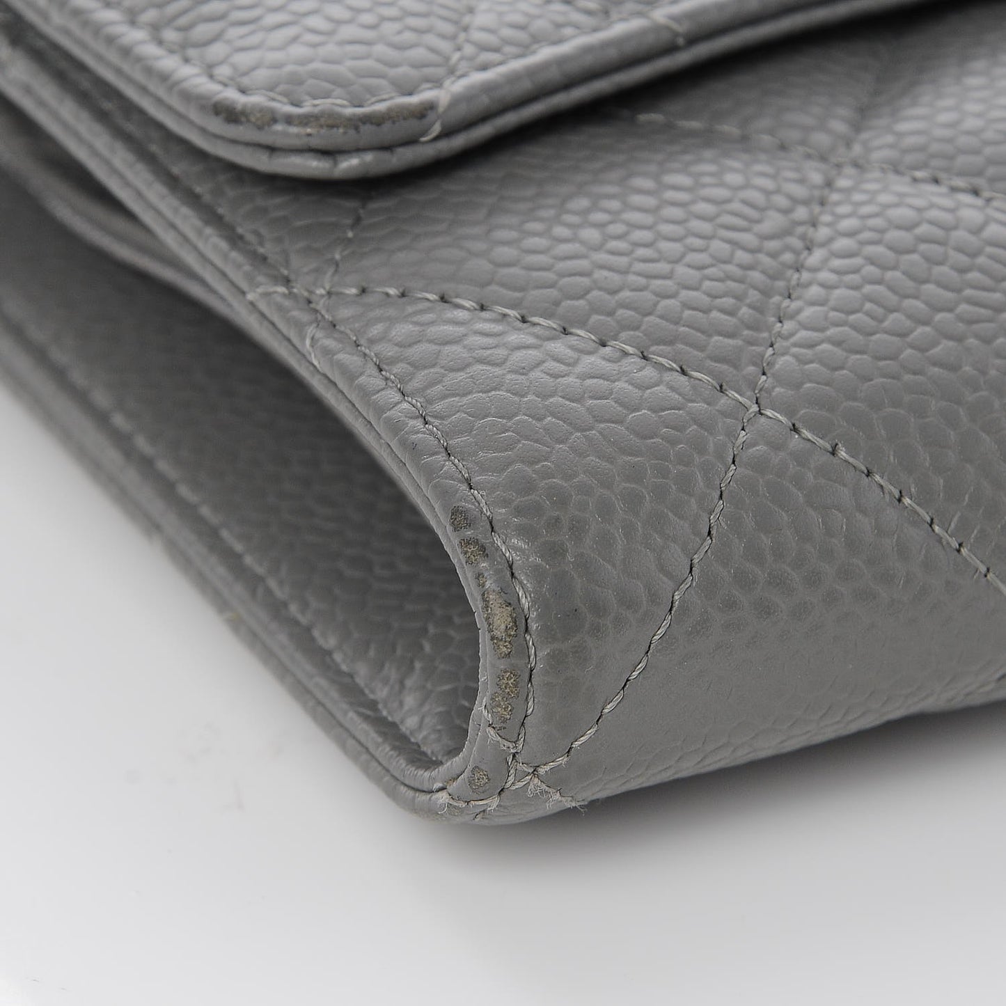 Caviar Quilted Large Flap Wallet Grey