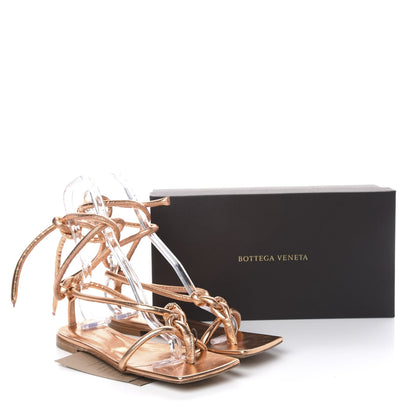 Bottega Veneta Metallic Nappa Knotted Square Flat Sandals 39 Rose Gold 8 of 8