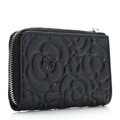 Chanel Caviar Camellia Embossed Key Holder Case Black 3 of 8