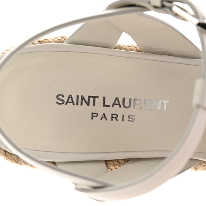 Saint Laurent Calfskin Tribute 95 Platform Espadrille Wedge Sandals 40.5 Porcellana 6 of 11