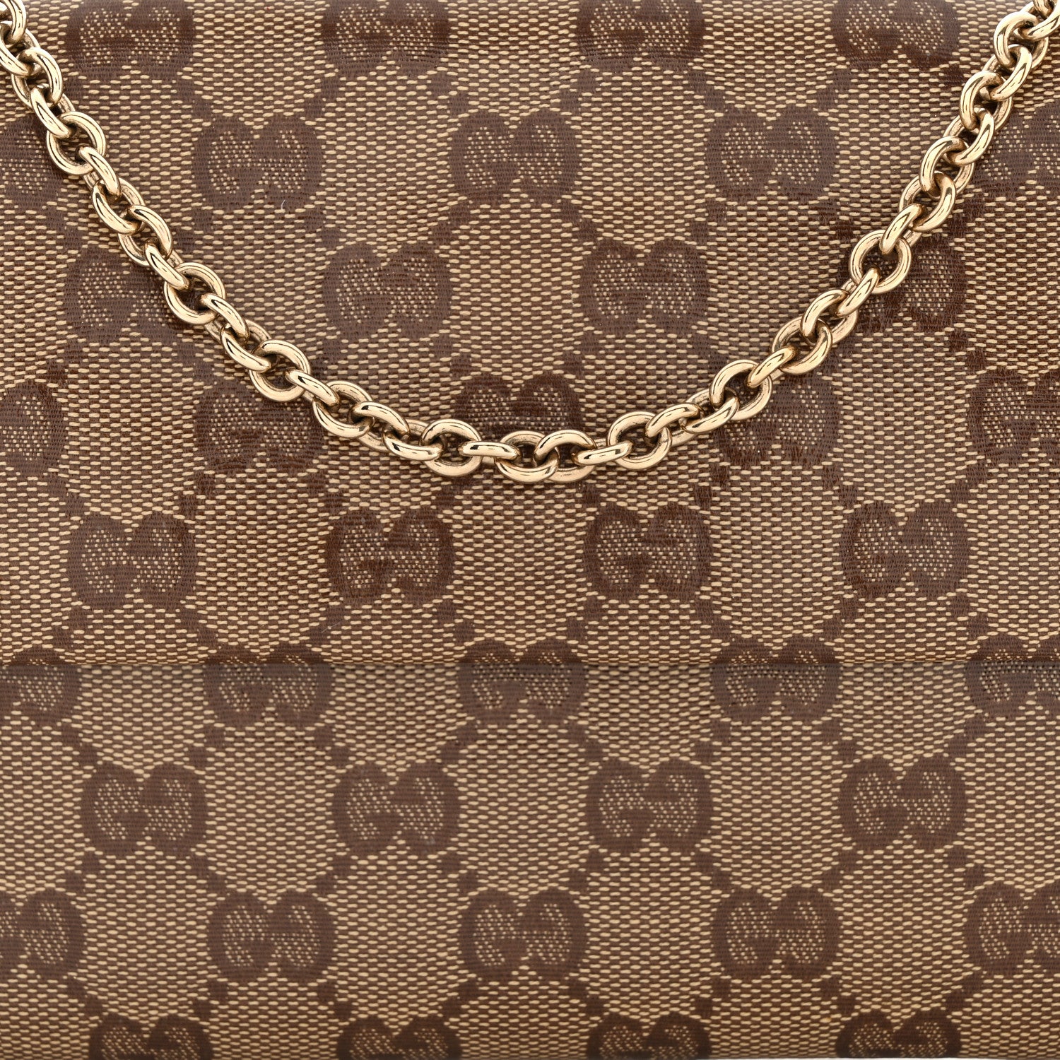 Gucci Crystal Monogram Wallet On Chain Beige Dark Brown 9 of 11