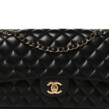 Chanel Lambskin Quilted Medium Double Flap Black 8 of 13