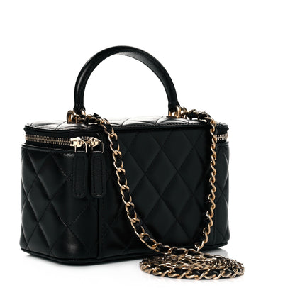 Chanel Lambskin Quilted Small Top Handle Vanity Case With Chain Black 3 of 11