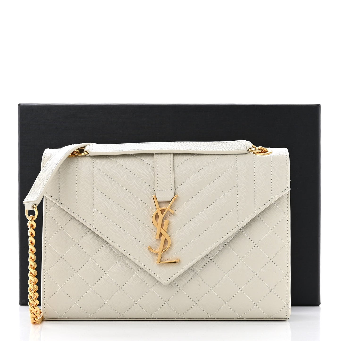 Grain De Poudre Textured Mixed Matelasse Medium Triquilt Monogram Satchel White