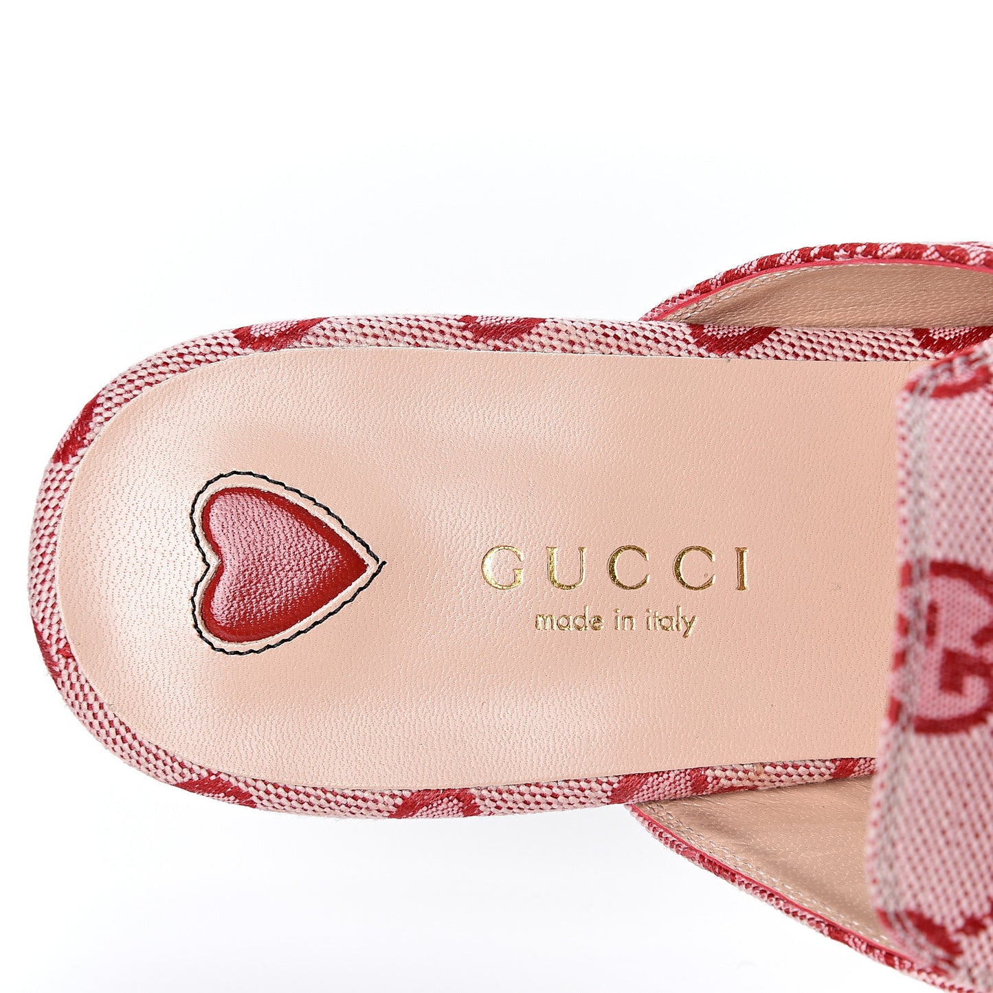 Canvas GG Monogram Horsebit Womens Princetown Slippers 37.5 Gardenia Hibiscus Red