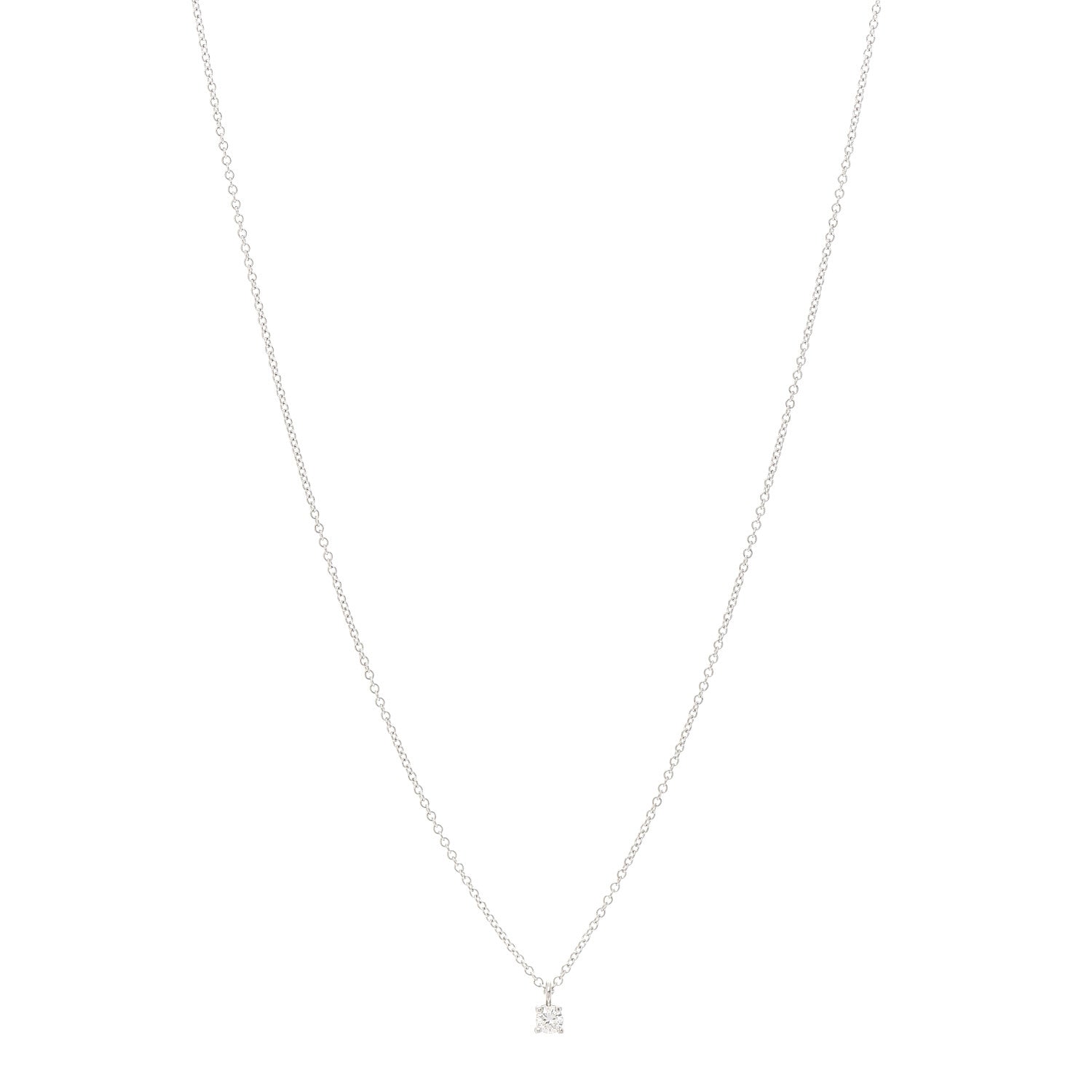 Tiffany Platinum Diamond .10ct Solitaire Pendant Necklace 1 of 5