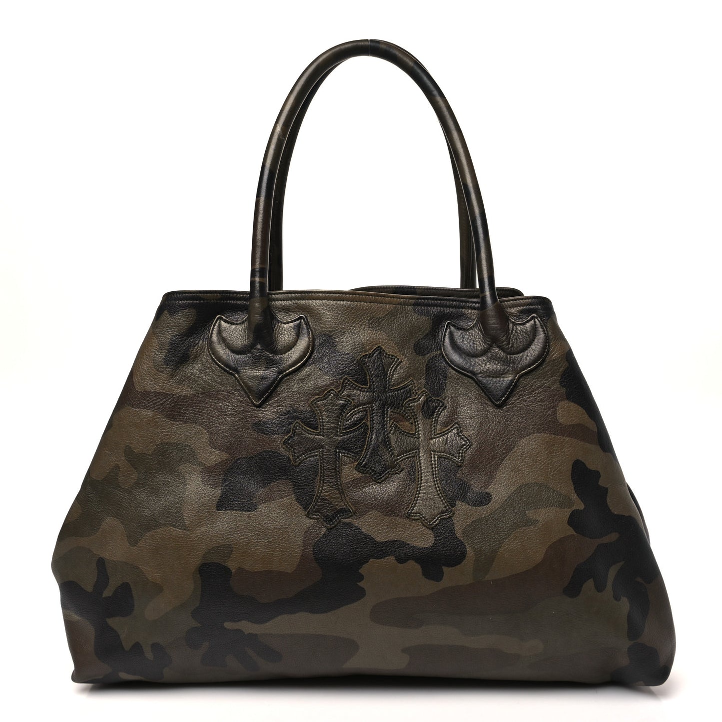 Grained Calfskin Camo Print Cross Tote