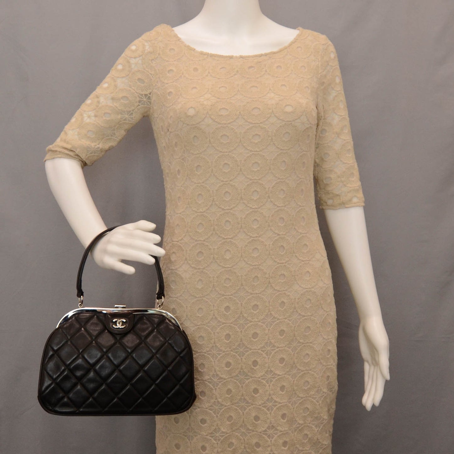 Lambskin Quilted Handbag Black