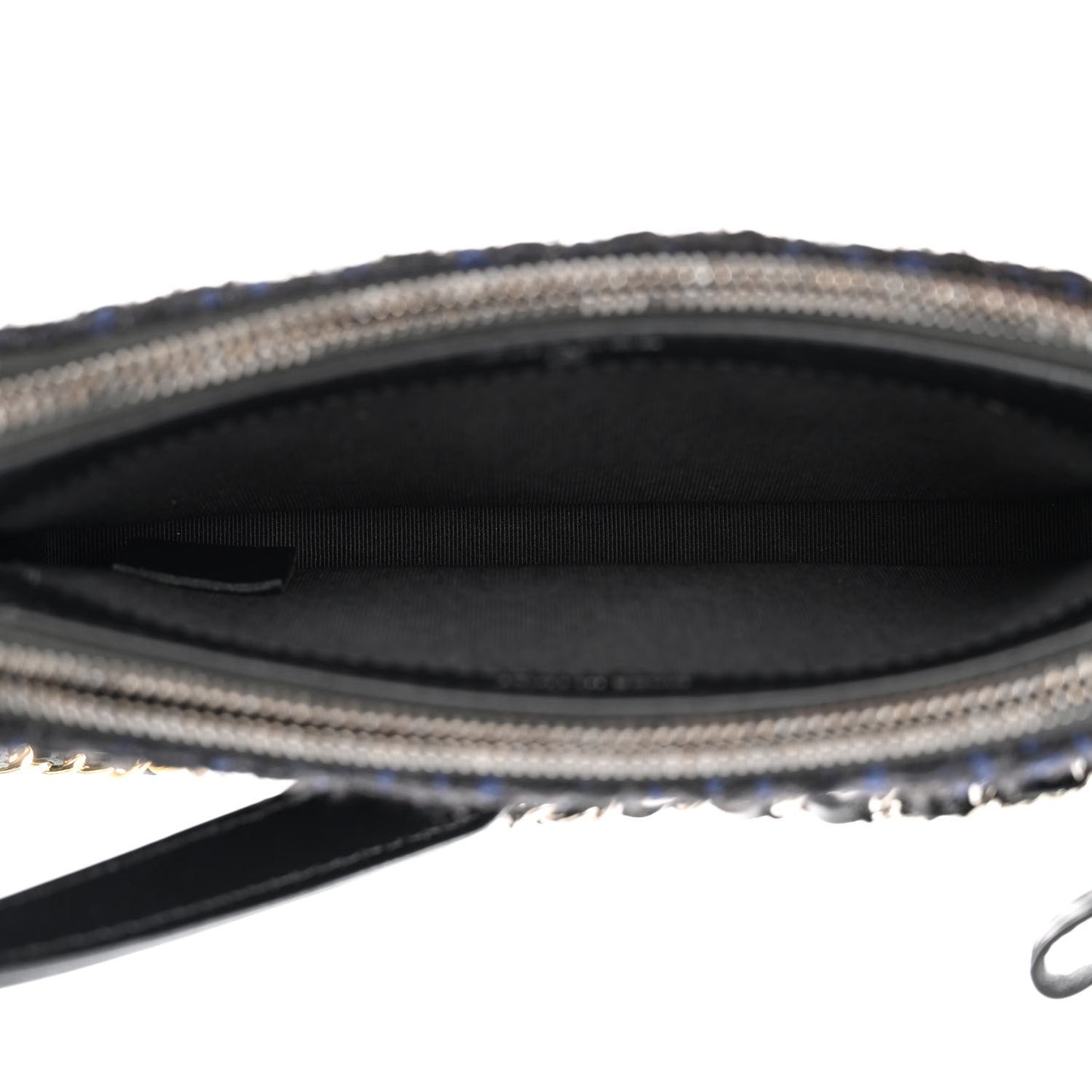 Tweed Calfskin Small Gabrielle Clutch With Chain Black Blue