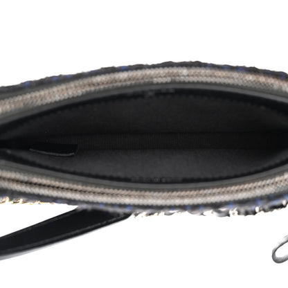 Chanel Tweed Calfskin Small Gabrielle Clutch With Chain Black Blue 6 of 17